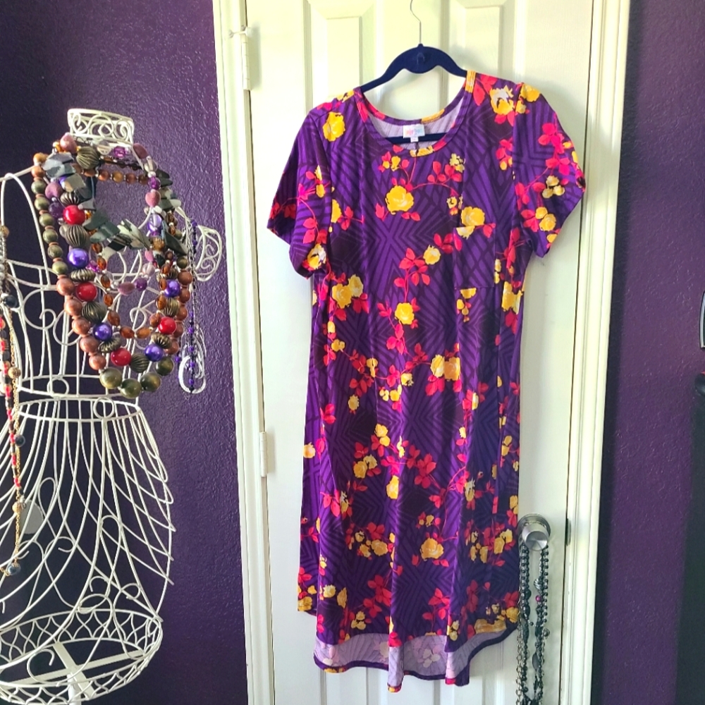 LulaRoe Yellow Rose Print Dress size XL